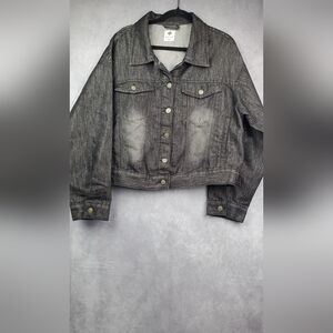 Like Love " Sew in love" Black Cropped Denim Jacket Cotton Size XL‎